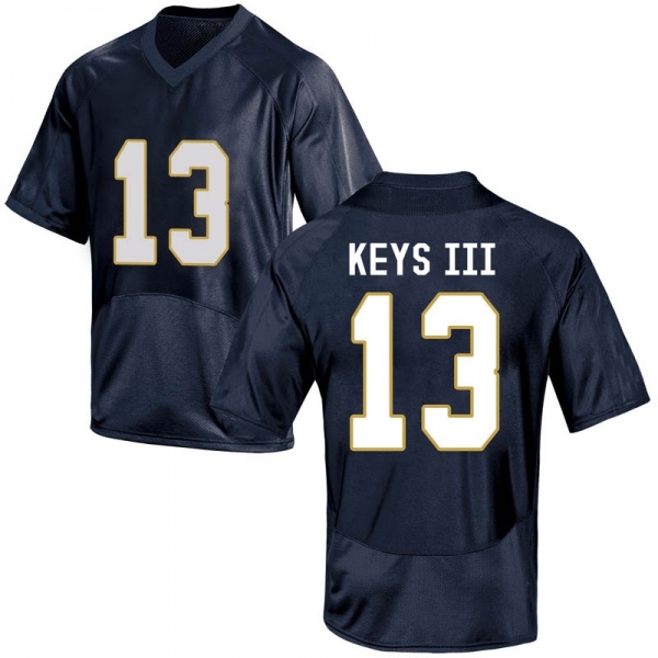 Lawrence Keys III Notre Dame Fighting Irish NCAA Men's #13 Navy Blue Replica College Stitched Football Jersey YUV1155PK